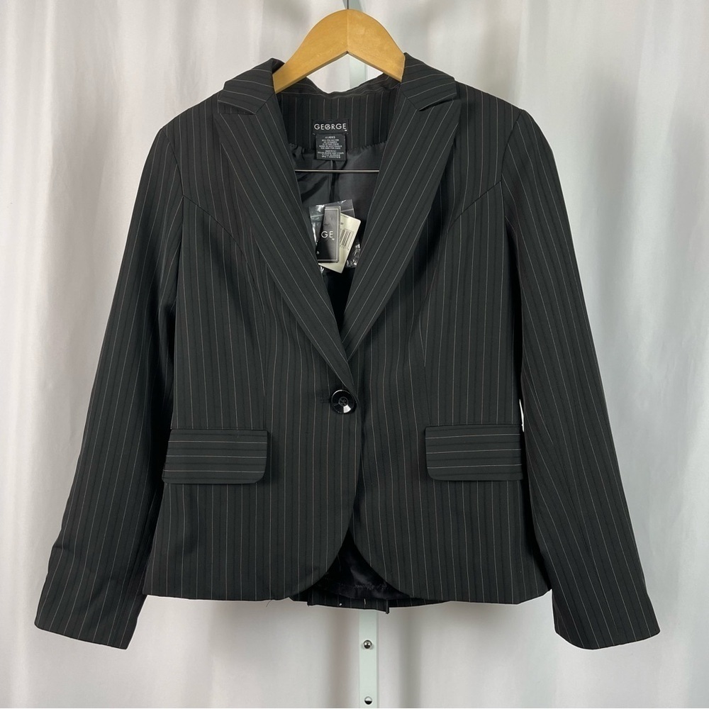 NEW George Size 4 Stripe One Button Blazer Twill Jacket
